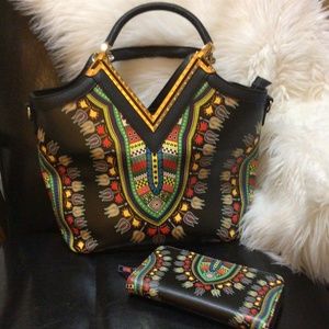Black African Dashiki handbag